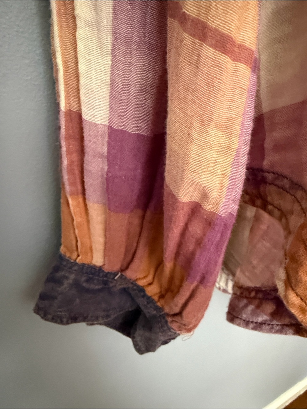 Free People Plaid Button-Front Top in Pink, Orange, Purple - Picture 7 of 13